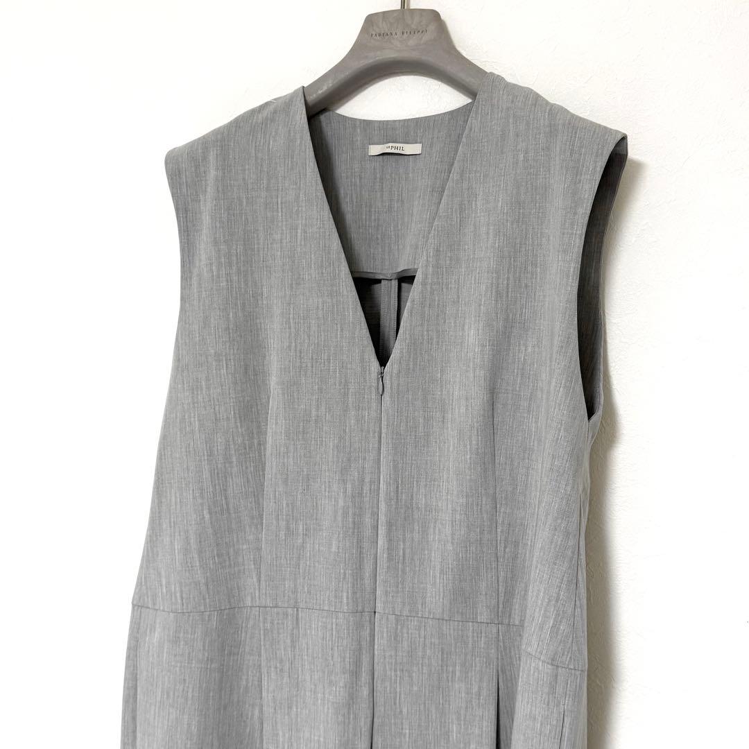 美品 LE PHIL ルフィル ドライギャバコンビネゾン グレー オールインワン