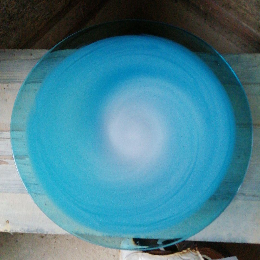 ガラス製　スカイブルー池坊花器　44.5cm