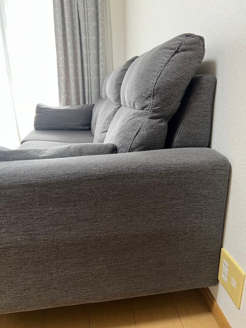 【山下雅裕】グレー ファブリックソファ 北欧風 ※オットマン別売り