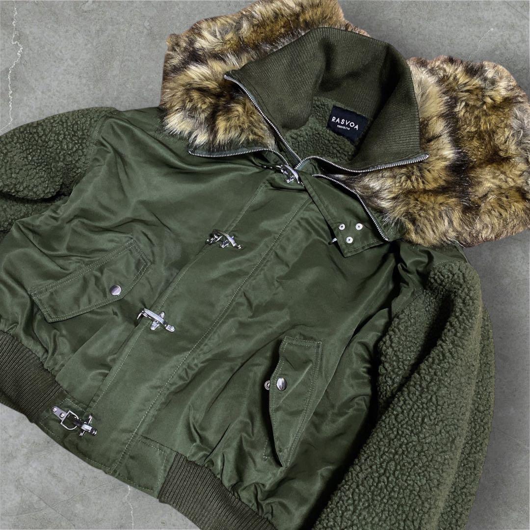 RASVOA ファイヤーマン ボア フライトジャケット N-2Bカーキ y2k