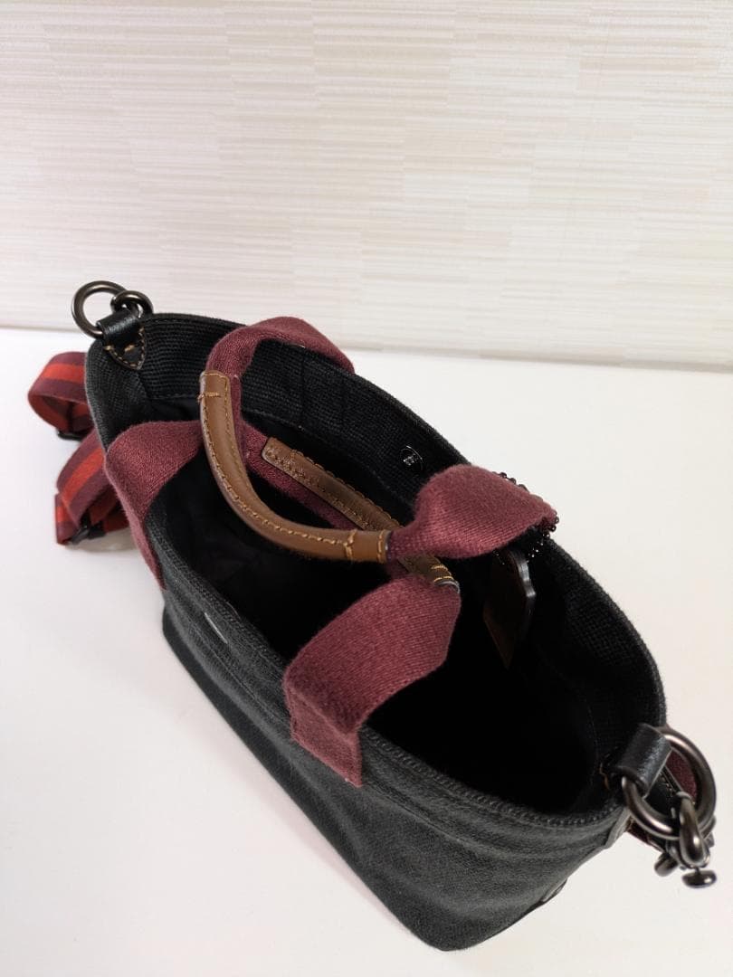 コーチCOACH トートショルダーバッグ ブラックキャンパス地＆レザー