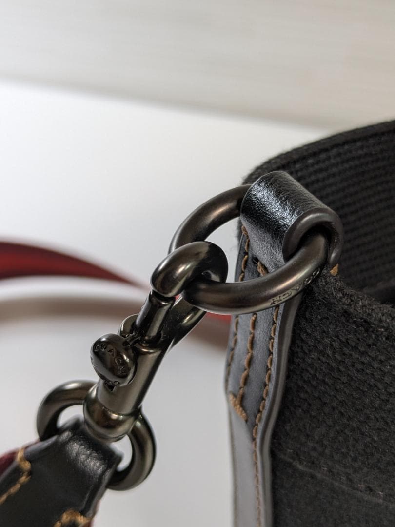 コーチCOACH トートショルダーバッグ ブラックキャンパス地＆レザー