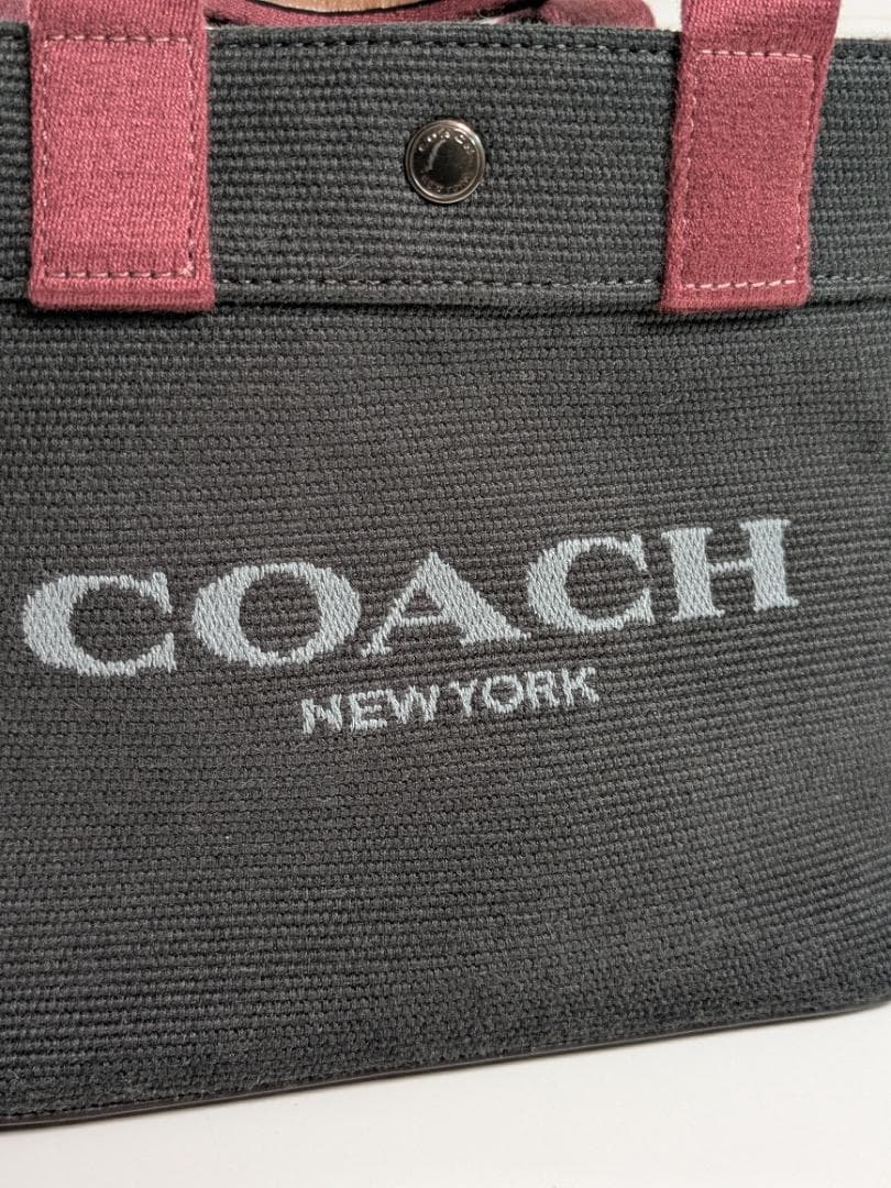 コーチCOACH トートショルダーバッグ ブラックキャンパス地＆レザー