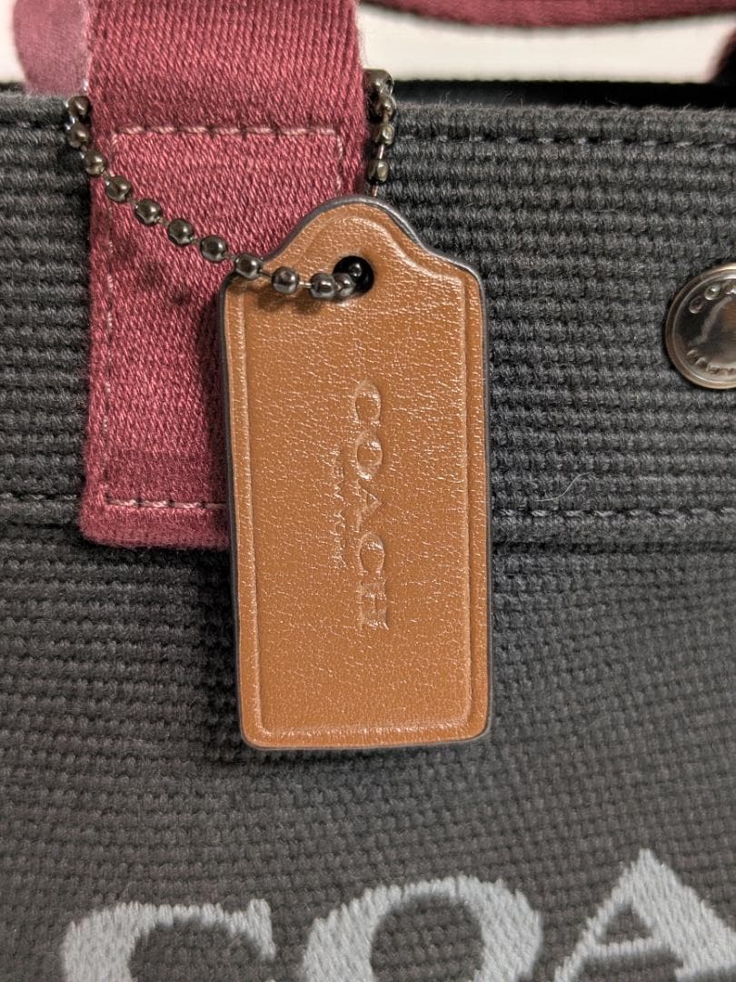 コーチCOACH トートショルダーバッグ ブラックキャンパス地＆レザー