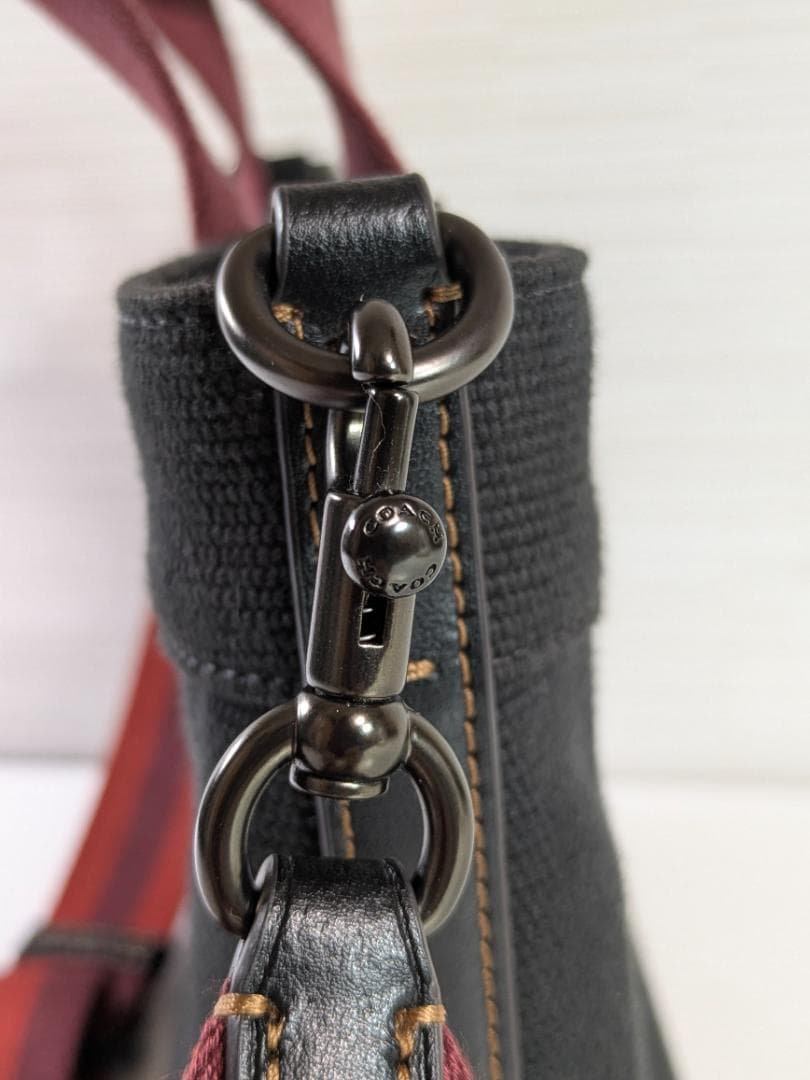 コーチCOACH トートショルダーバッグ ブラックキャンパス地＆レザー