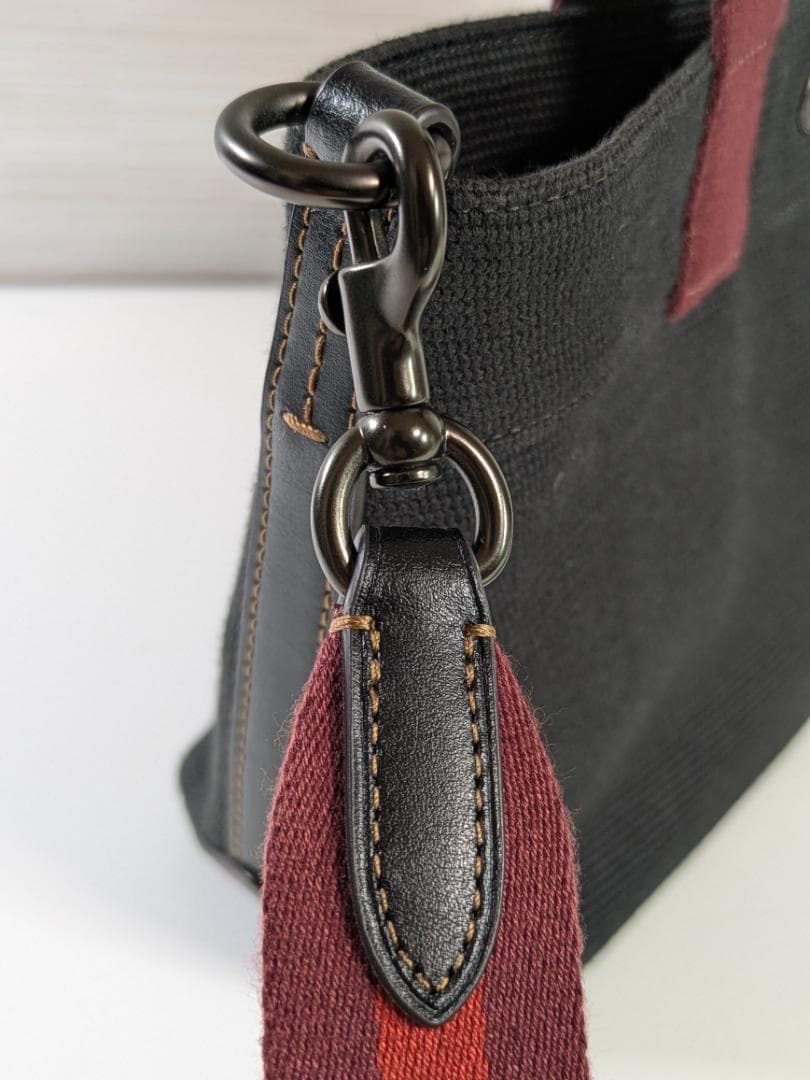 コーチCOACH トートショルダーバッグ ブラックキャンパス地＆レザー