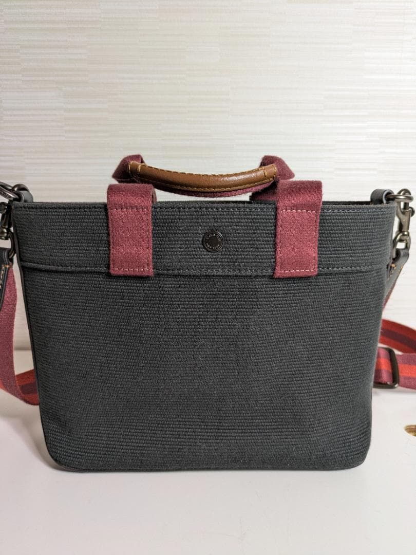 コーチCOACH トートショルダーバッグ ブラックキャンパス地＆レザー