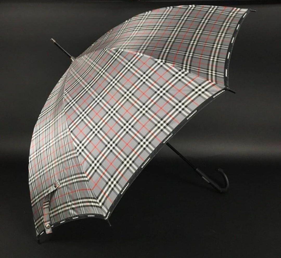 BURBERRY 傘 長傘 雨具 ノバチェック 90cmヴィンテージ グレー系