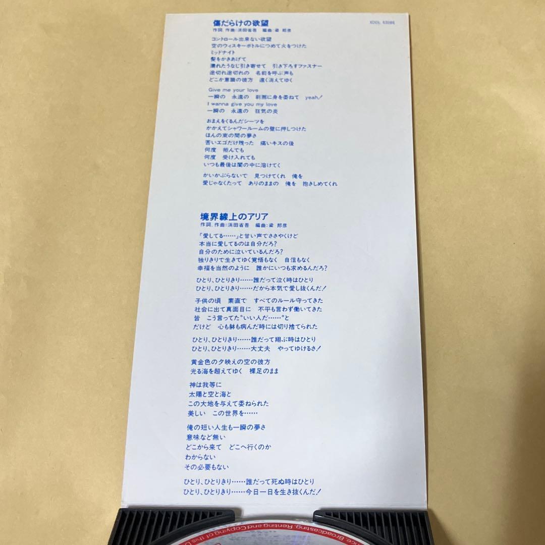 浜田省吾 非売品8cmシングルCD 傷だらけの欲望/境界線上のアリア 1993年