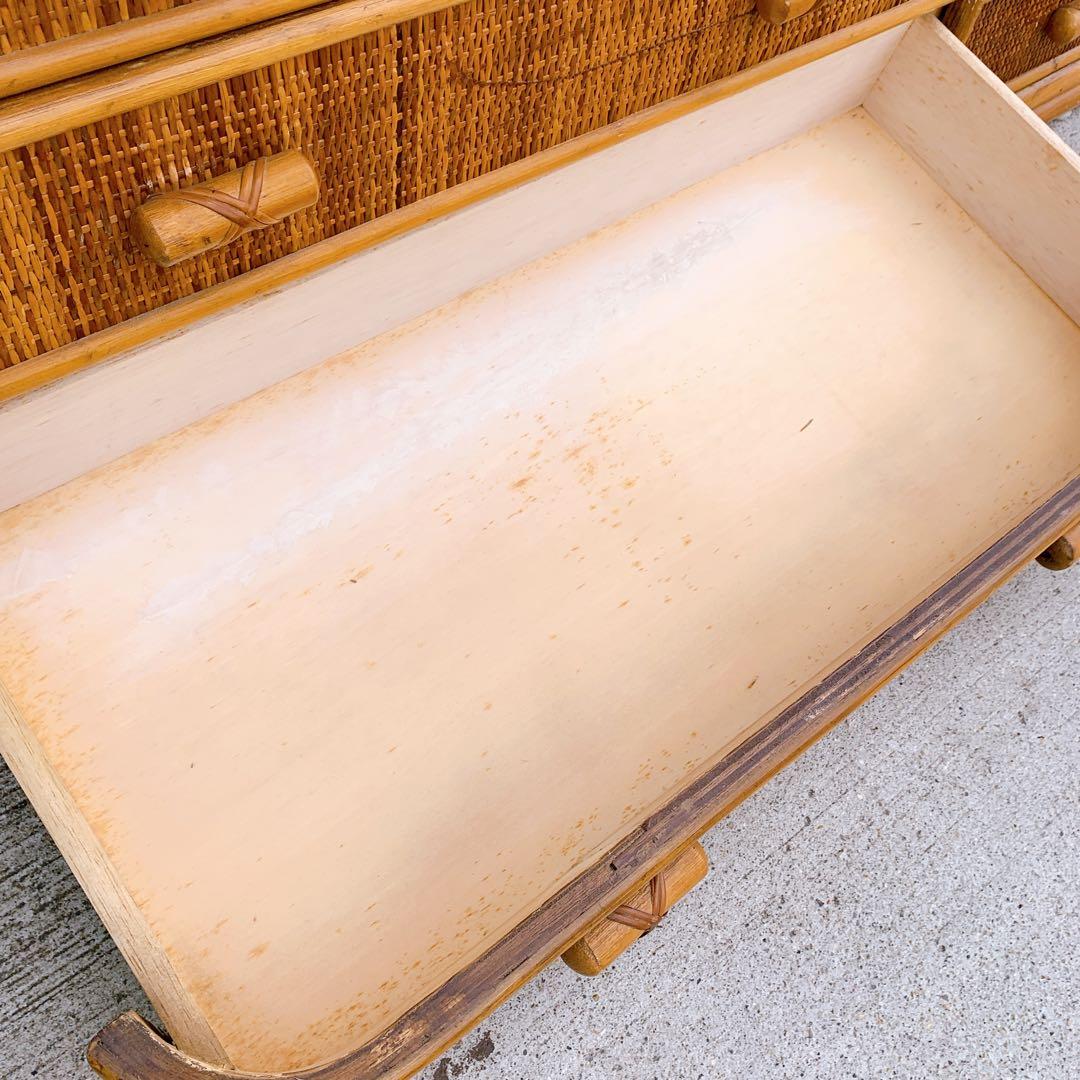 ラタン9杯チェスト 昭和レトロ エスニック アジアン 籐家具 ラタン 古民具