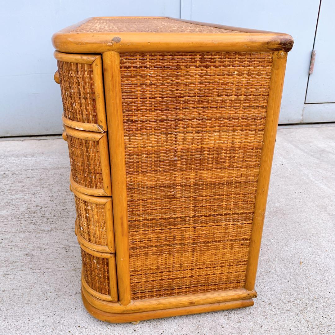 ラタン9杯チェスト 昭和レトロ エスニック アジアン 籐家具 ラタン 古民具