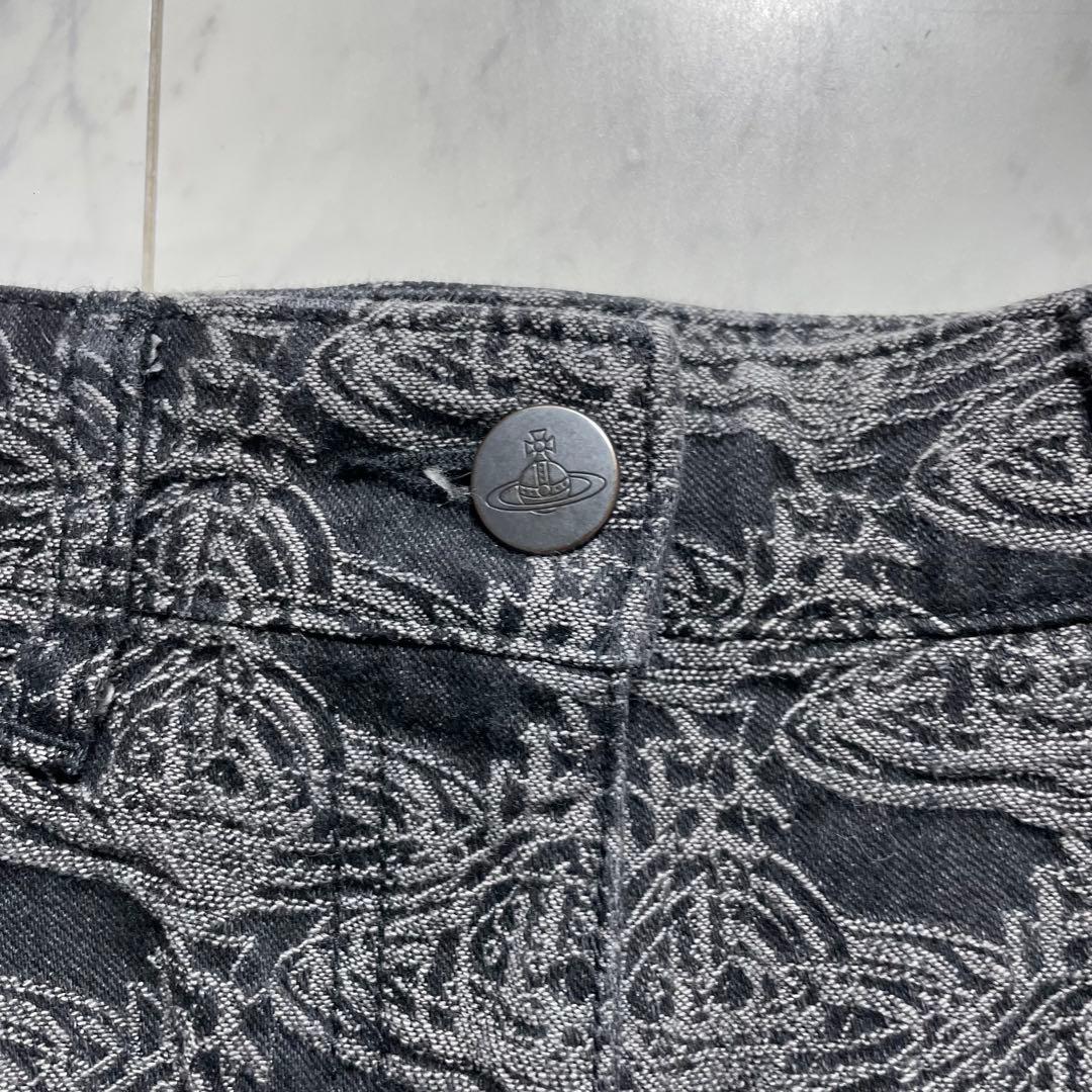 ヴィヴィアンウエストウッド オーブジャガードパンツ 総柄 ブラックデニム 2