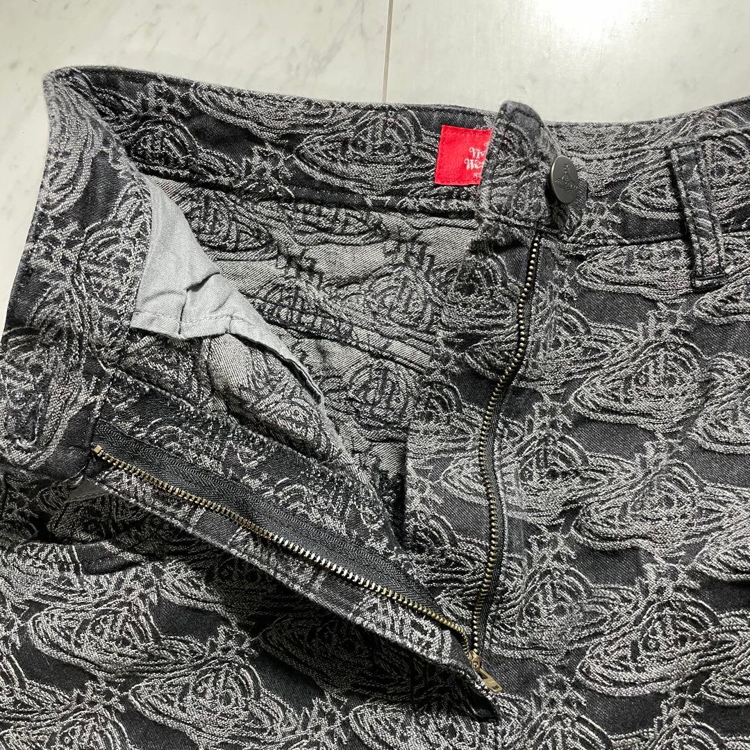 ヴィヴィアンウエストウッド オーブジャガードパンツ 総柄 ブラックデニム 2