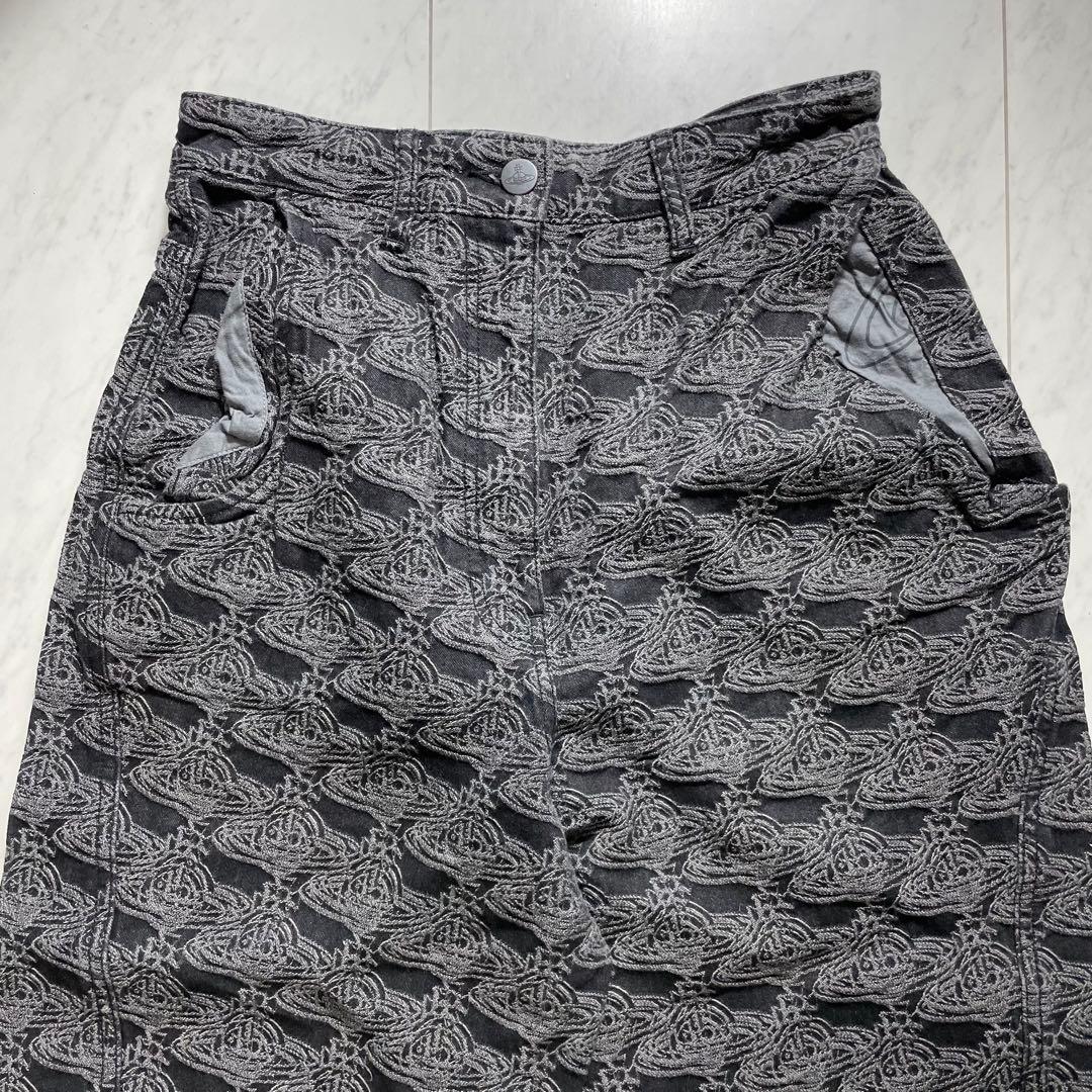 ヴィヴィアンウエストウッド オーブジャガードパンツ 総柄 ブラックデニム 2