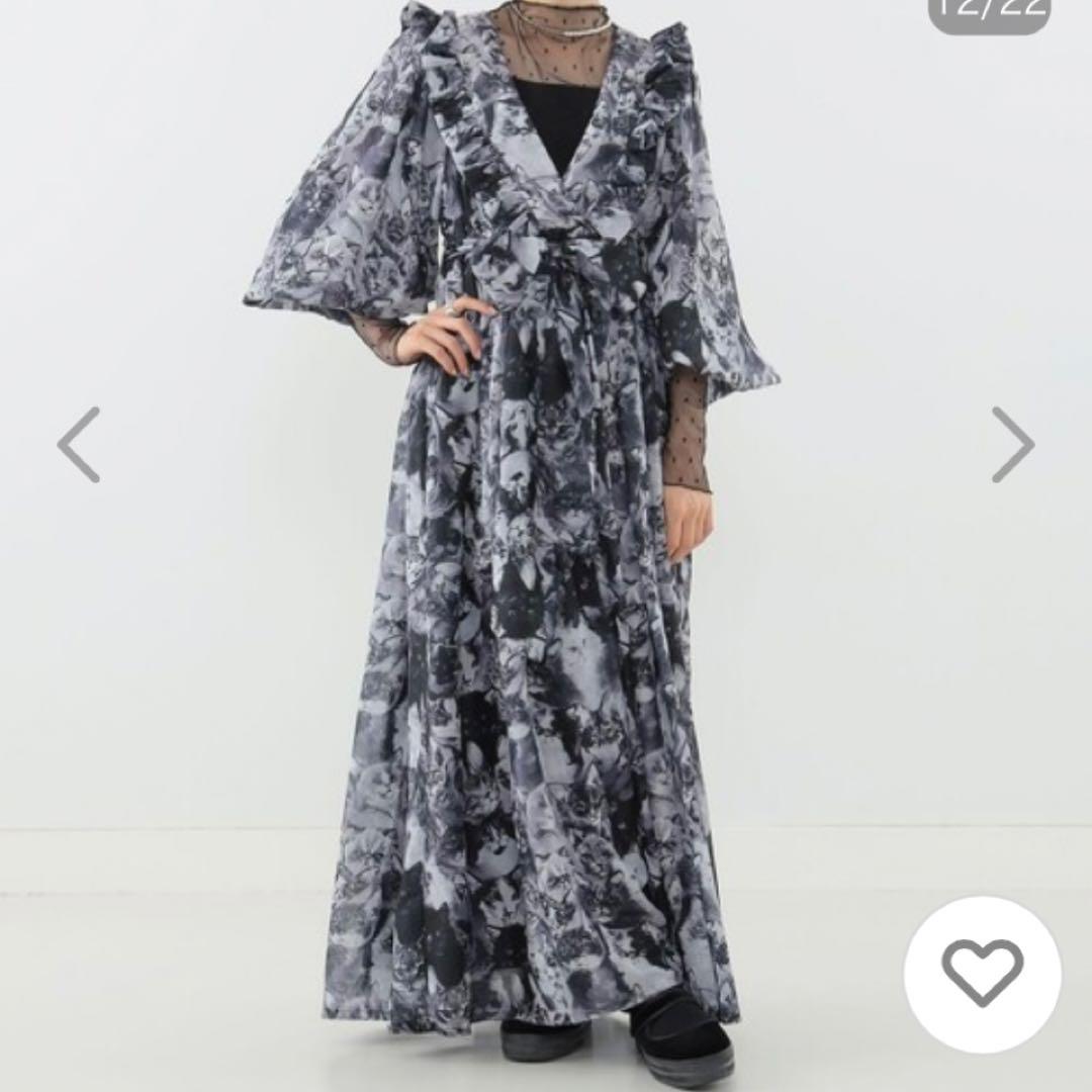 mmts unoaコラボ　猫まみれ　シフォンワンピース　猫柄