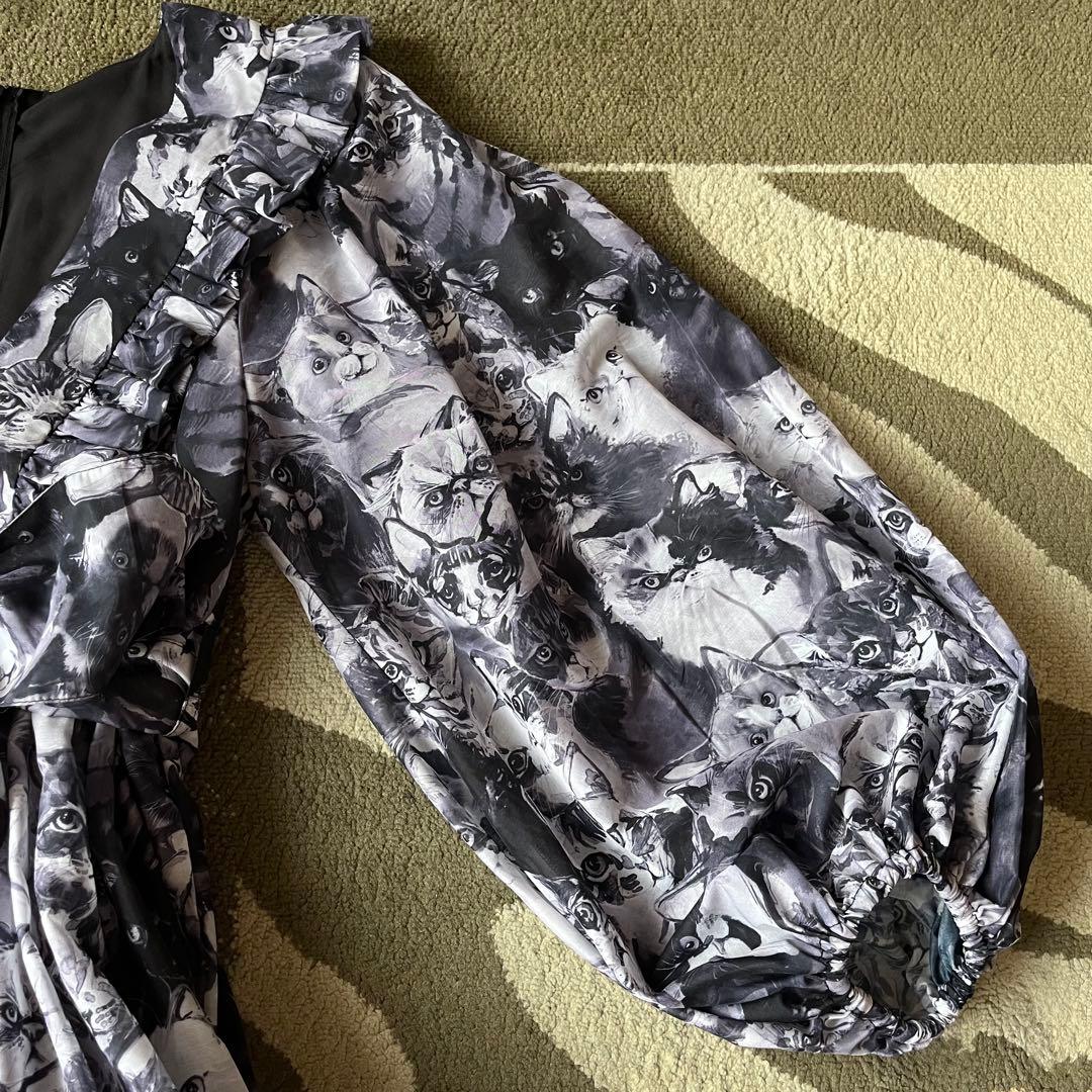 mmts unoaコラボ　猫まみれ　シフォンワンピース　猫柄