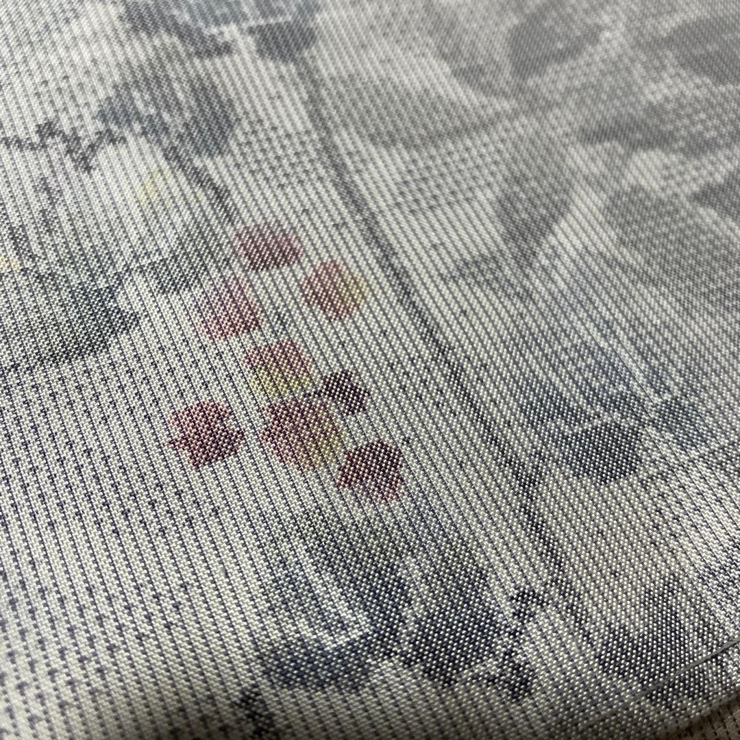 着物　袷　白系　大島紬　都喜エ門　証紙あり　身丈165cm しつけ付き