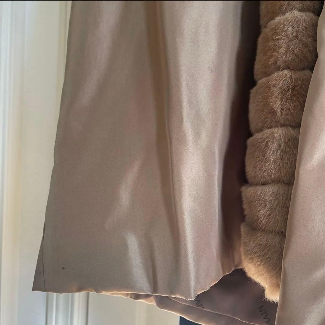 バルマン BALMAIN シルク コート ロング ファー付き 9号