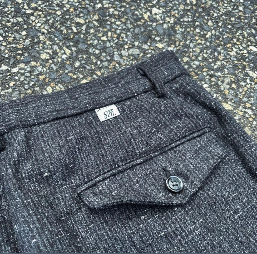 ふ*く様 80s 90s ワイドスラックス 絣 ネップ ブラック シティーボーイ