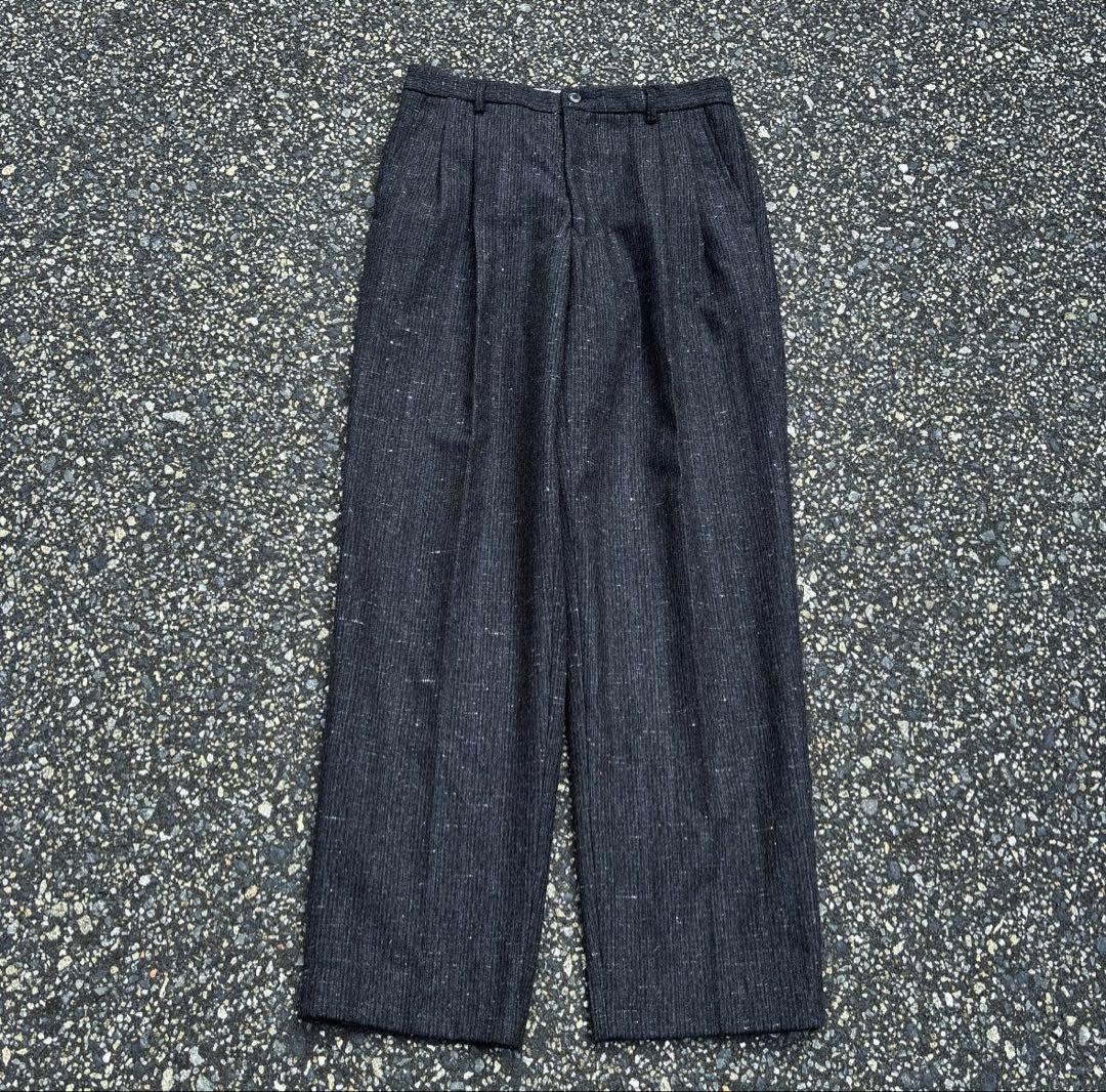 ふ*く様 80s 90s ワイドスラックス 絣 ネップ ブラック シティーボーイ