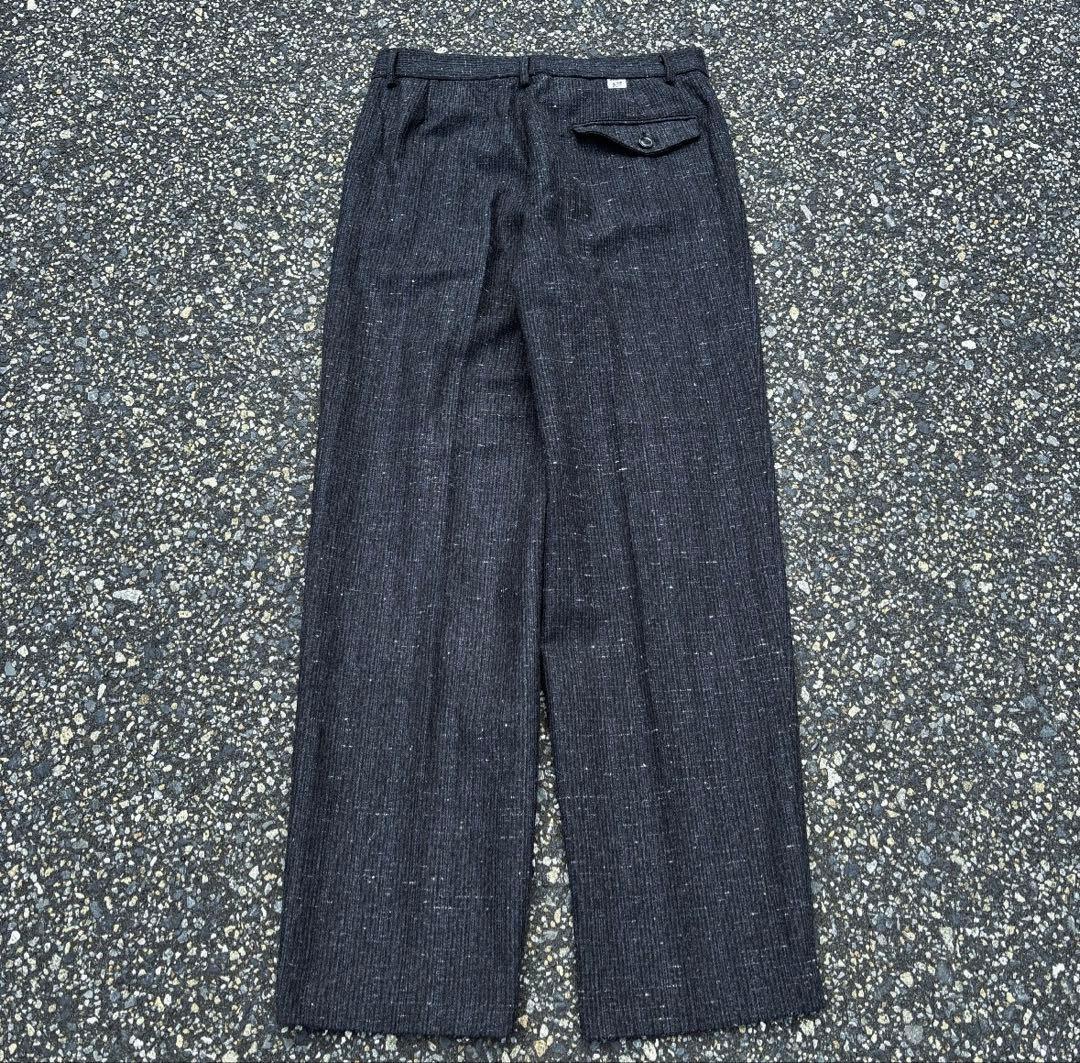 ふ*く様 80s 90s ワイドスラックス 絣 ネップ ブラック シティーボーイ