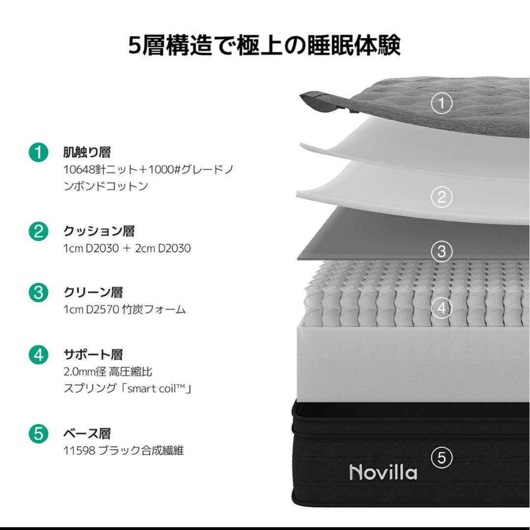 かずみん マットレス ポケットコイル 極厚 厚さ26cm 静音 やや硬め