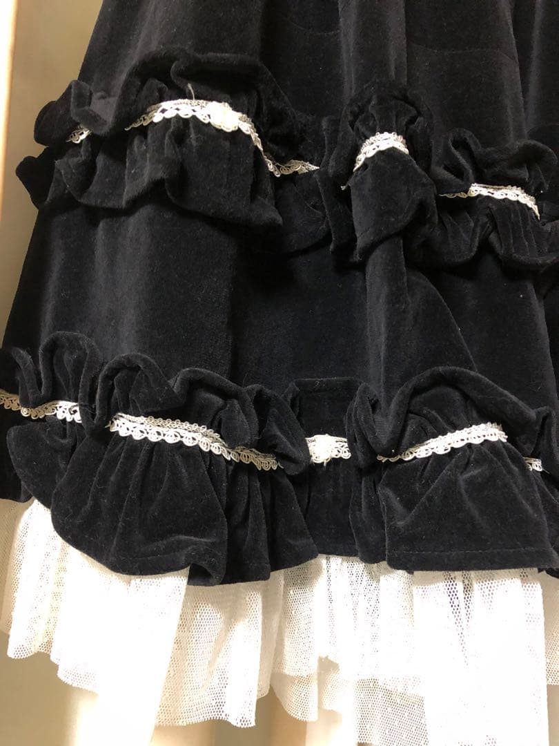 イノセントワールド黒ドットチュール別珍スカート