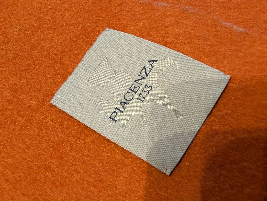 【美品】【ほぼ新品】PIACENZA カシミヤシルク マフラー オレンジ/グレー