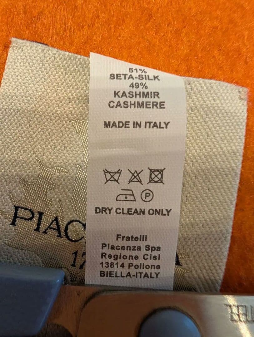 【美品】【ほぼ新品】PIACENZA カシミヤシルク マフラー オレンジ/グレー