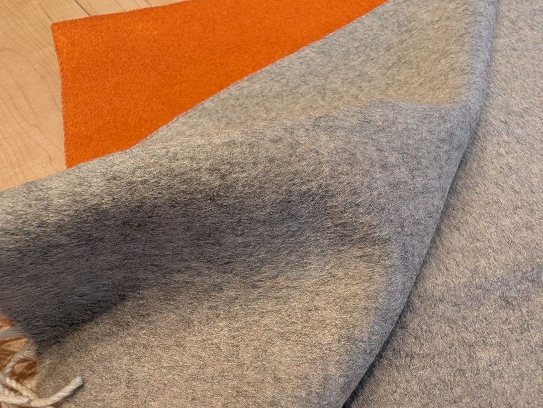 【美品】【ほぼ新品】PIACENZA カシミヤシルク マフラー オレンジ/グレー