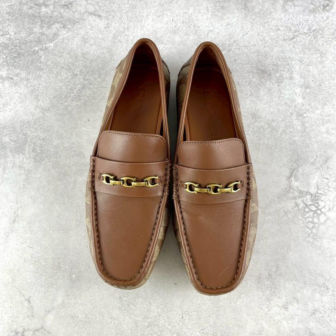 美品 COACH シグネチャー ローファー 靴 ホースビット 25.5 【185