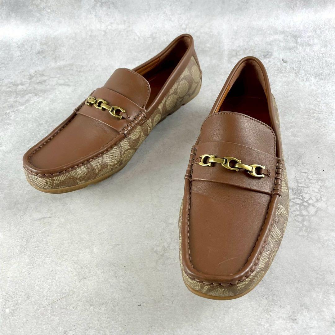 美品 COACH シグネチャー ローファー 靴 ホースビット 25.5 【185