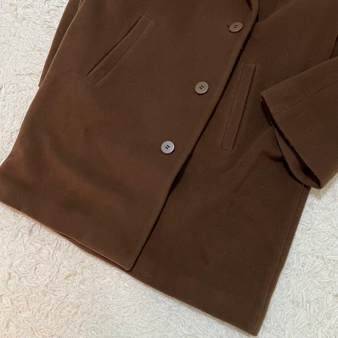 42/XL相当 ヘルノ カシミヤコート キャメルブラウン 裏地スカーフ柄 ダブル