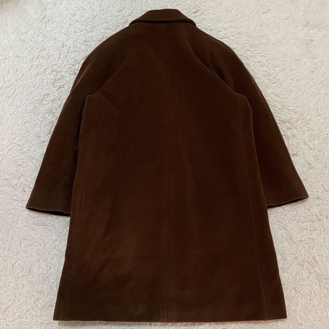 42/XL相当 ヘルノ カシミヤコート キャメルブラウン 裏地スカーフ柄 ダブル