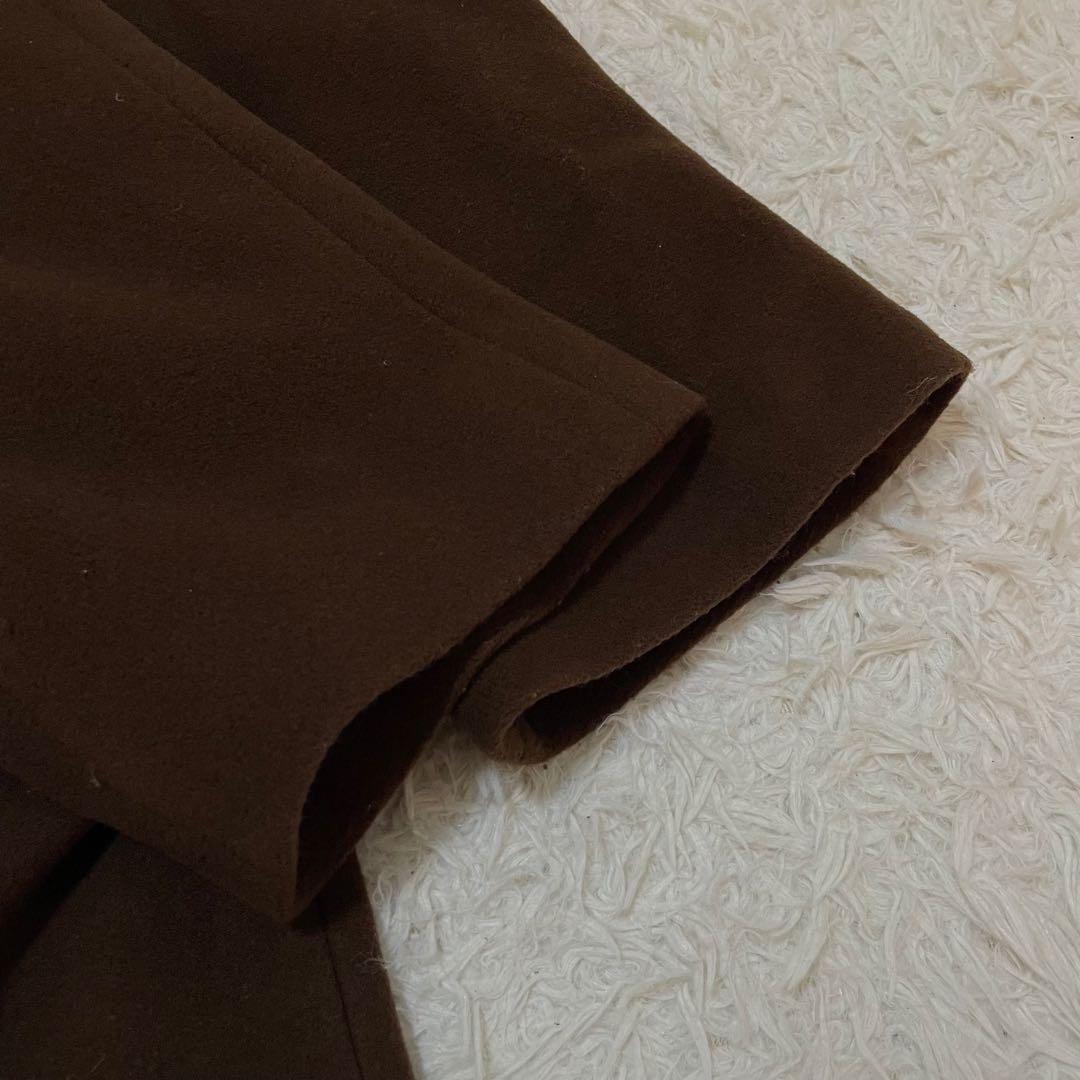 42/XL相当 ヘルノ カシミヤコート キャメルブラウン 裏地スカーフ柄 ダブル