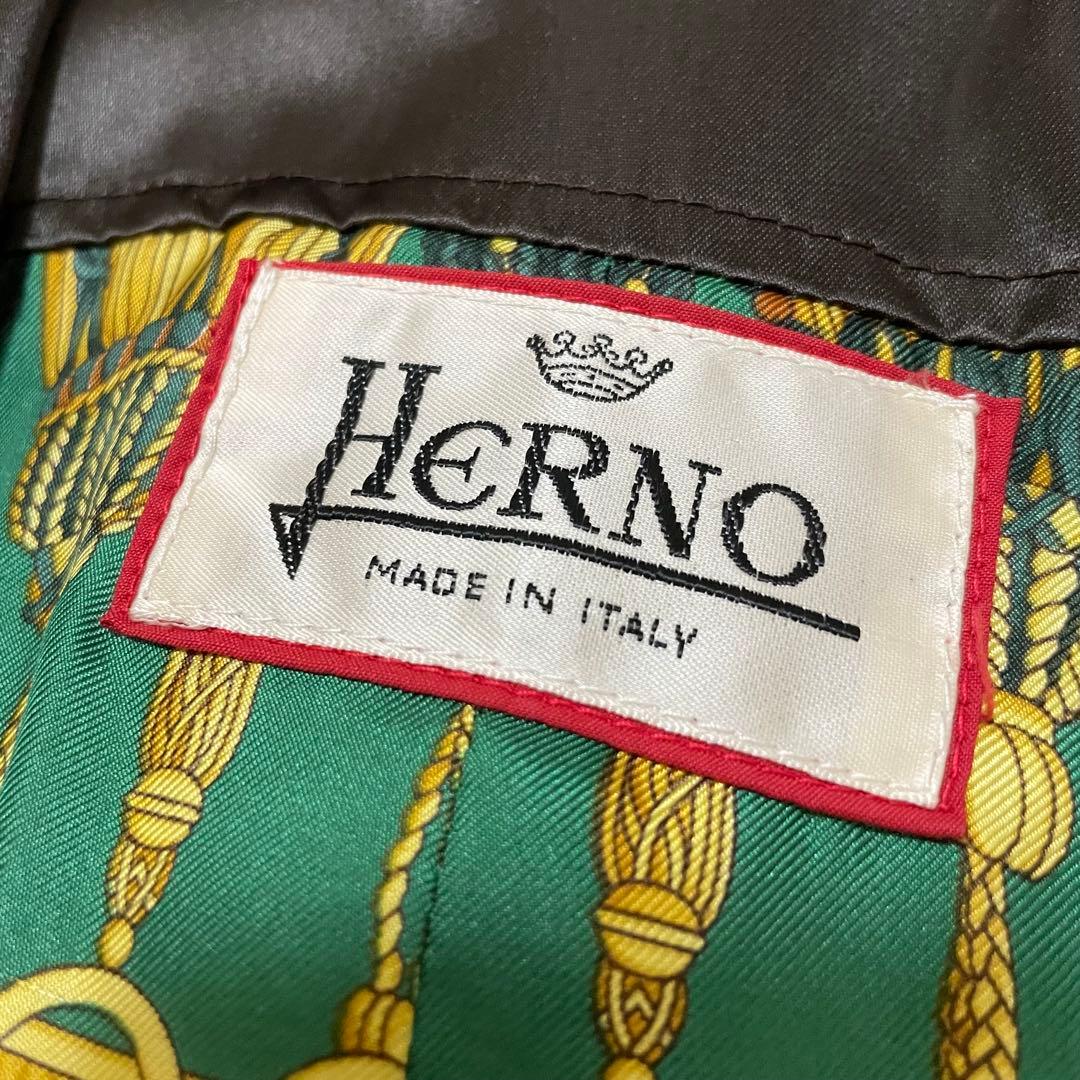 42/XL相当 ヘルノ カシミヤコート キャメルブラウン 裏地スカーフ柄 ダブル