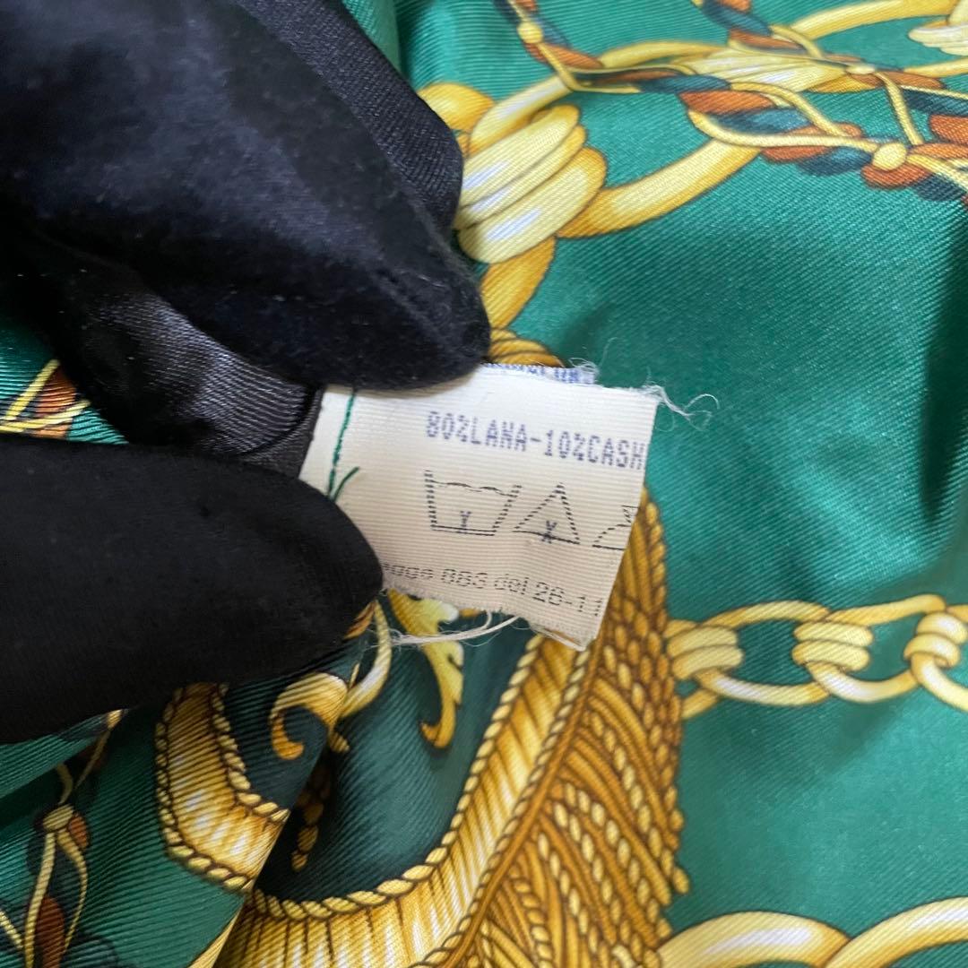 42/XL相当 ヘルノ カシミヤコート キャメルブラウン 裏地スカーフ柄 ダブル