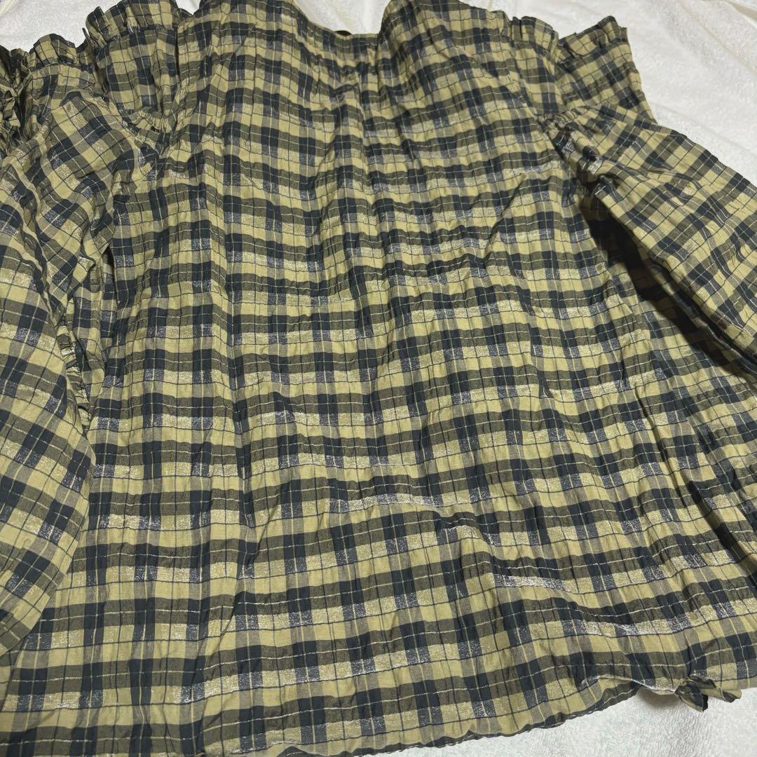 GANNI チェック柄 ロングワンピース 長袖