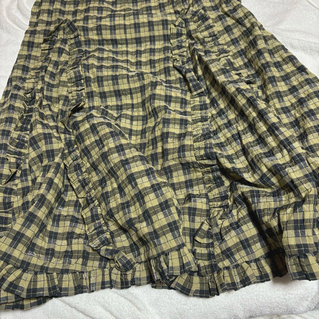 GANNI チェック柄 ロングワンピース 長袖