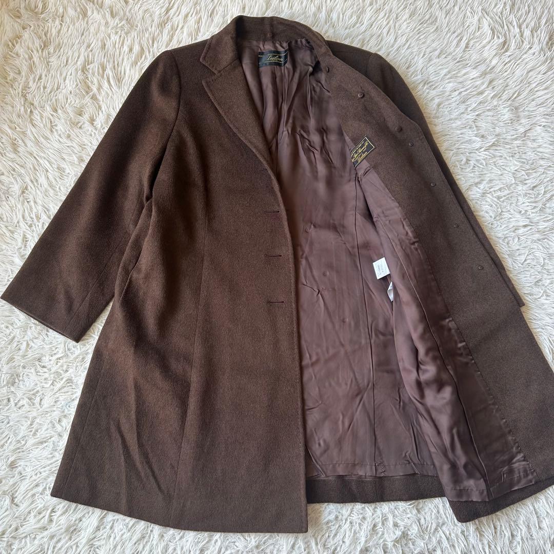 美品✨レリアン×ロロピアーナ　カシミヤ100%ロングコートブラウン　大きいサイズ