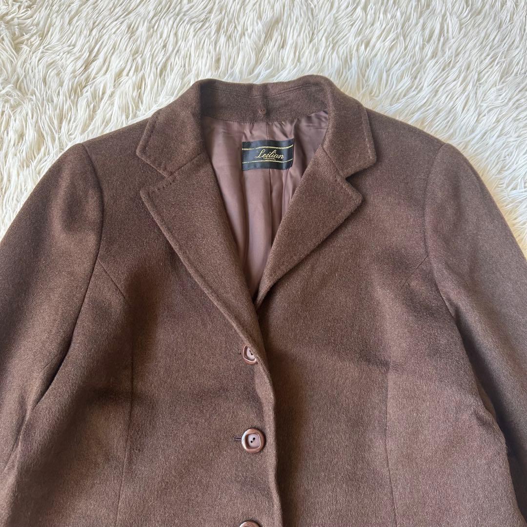 美品✨レリアン×ロロピアーナ　カシミヤ100%ロングコートブラウン　大きいサイズ