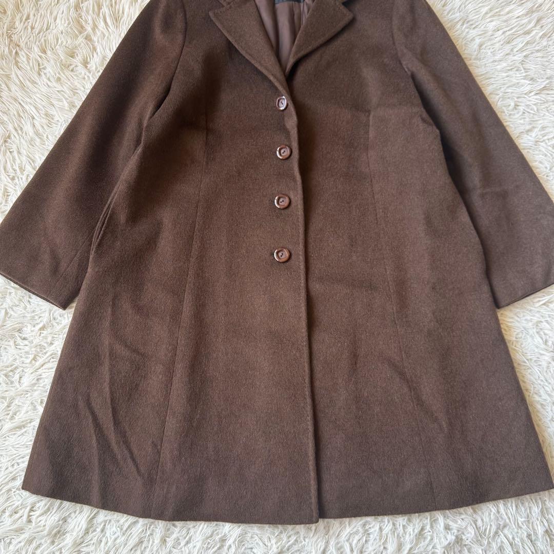 美品✨レリアン×ロロピアーナ　カシミヤ100%ロングコートブラウン　大きいサイズ