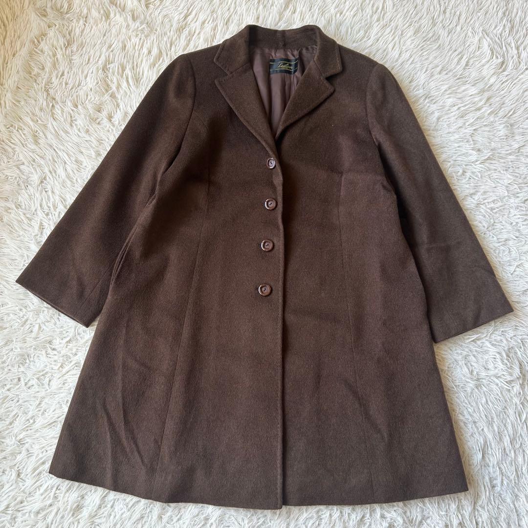 美品✨レリアン×ロロピアーナ　カシミヤ100%ロングコートブラウン　大きいサイズ