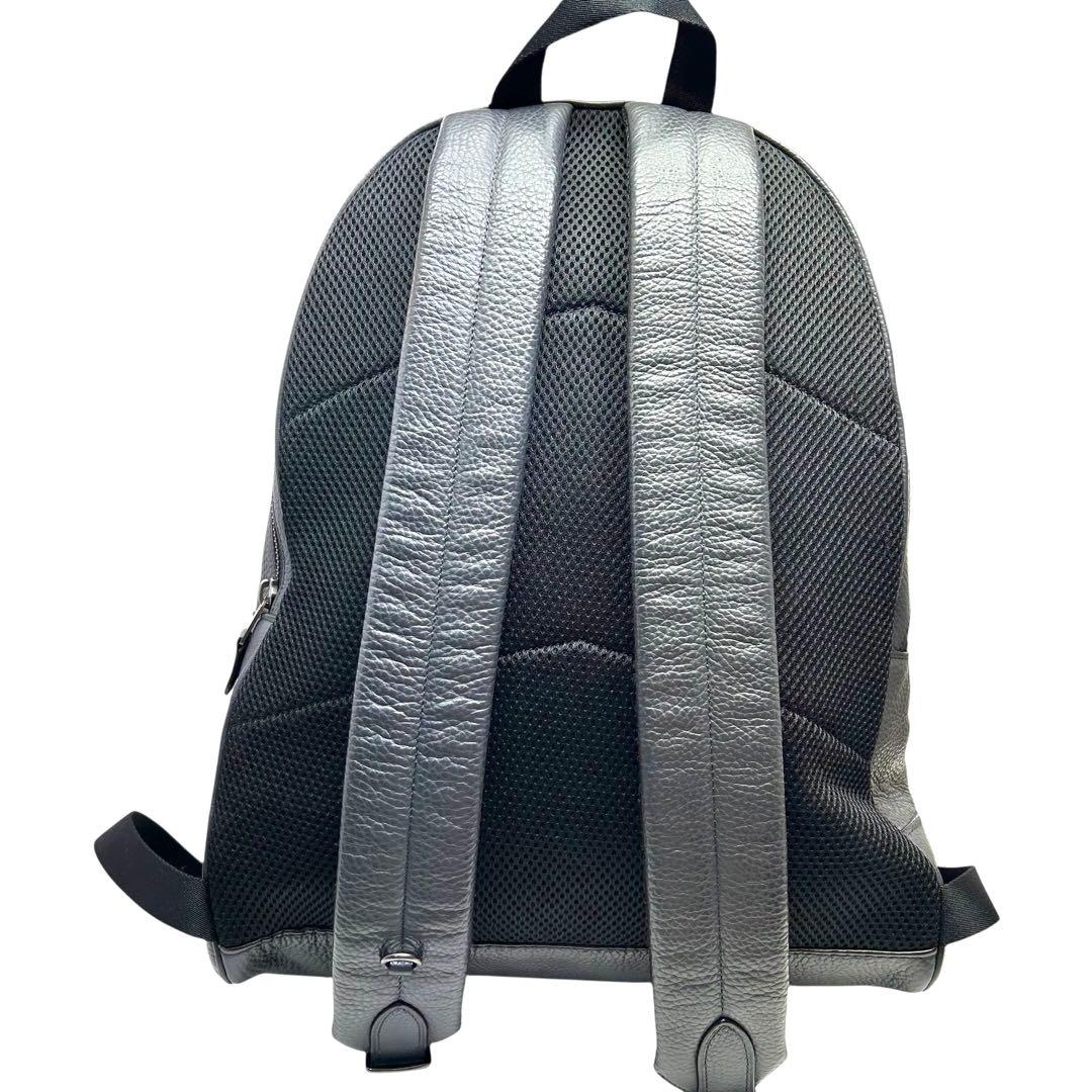 美品 COACH コーチ リュック バッグパック 2層式 レザー グレー　 A4