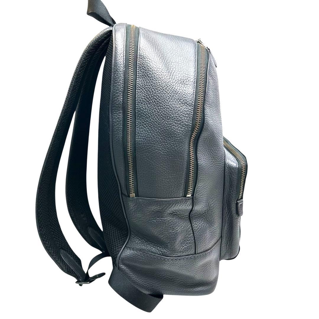 美品 COACH コーチ リュック バッグパック 2層式 レザー グレー　 A4