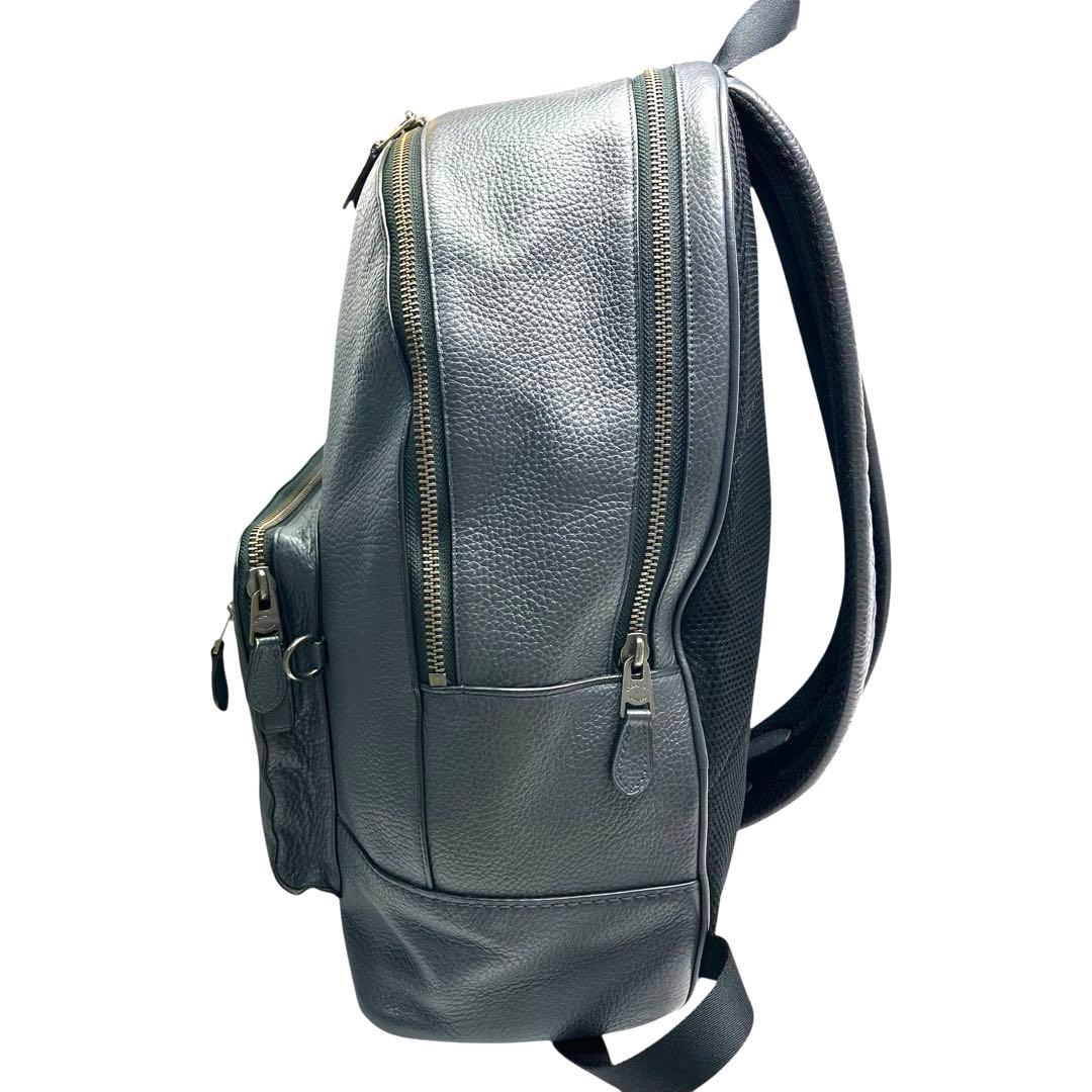 美品 COACH コーチ リュック バッグパック 2層式 レザー グレー　 A4