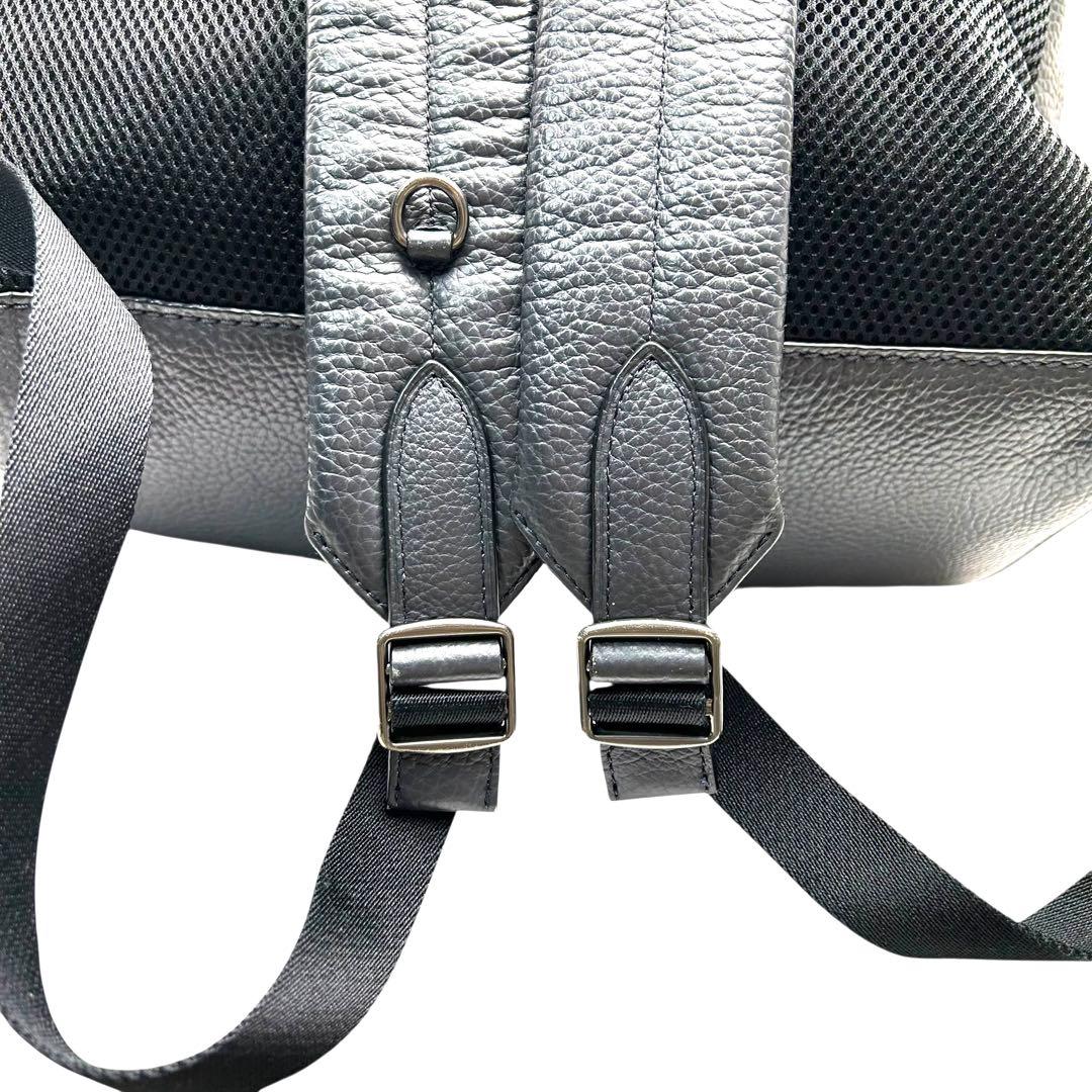 美品 COACH コーチ リュック バッグパック 2層式 レザー グレー　 A4