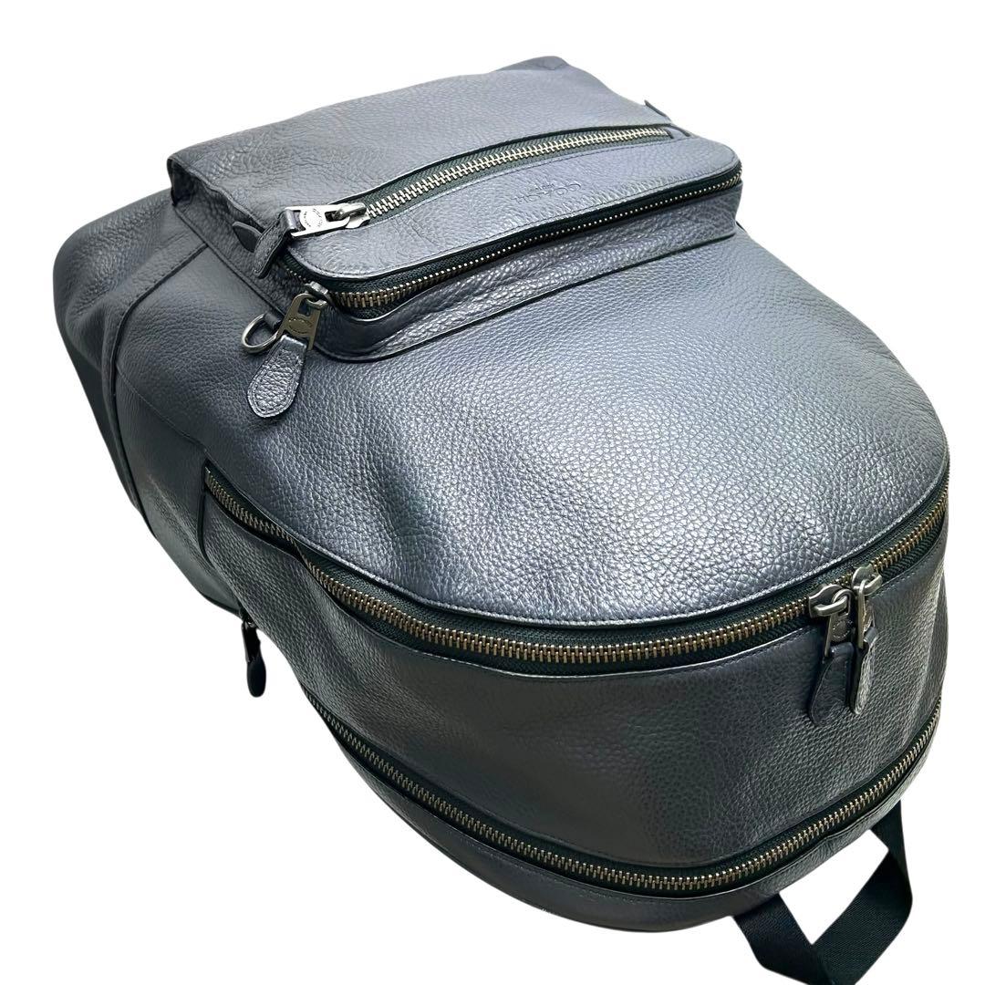 美品 COACH コーチ リュック バッグパック 2層式 レザー グレー　 A4