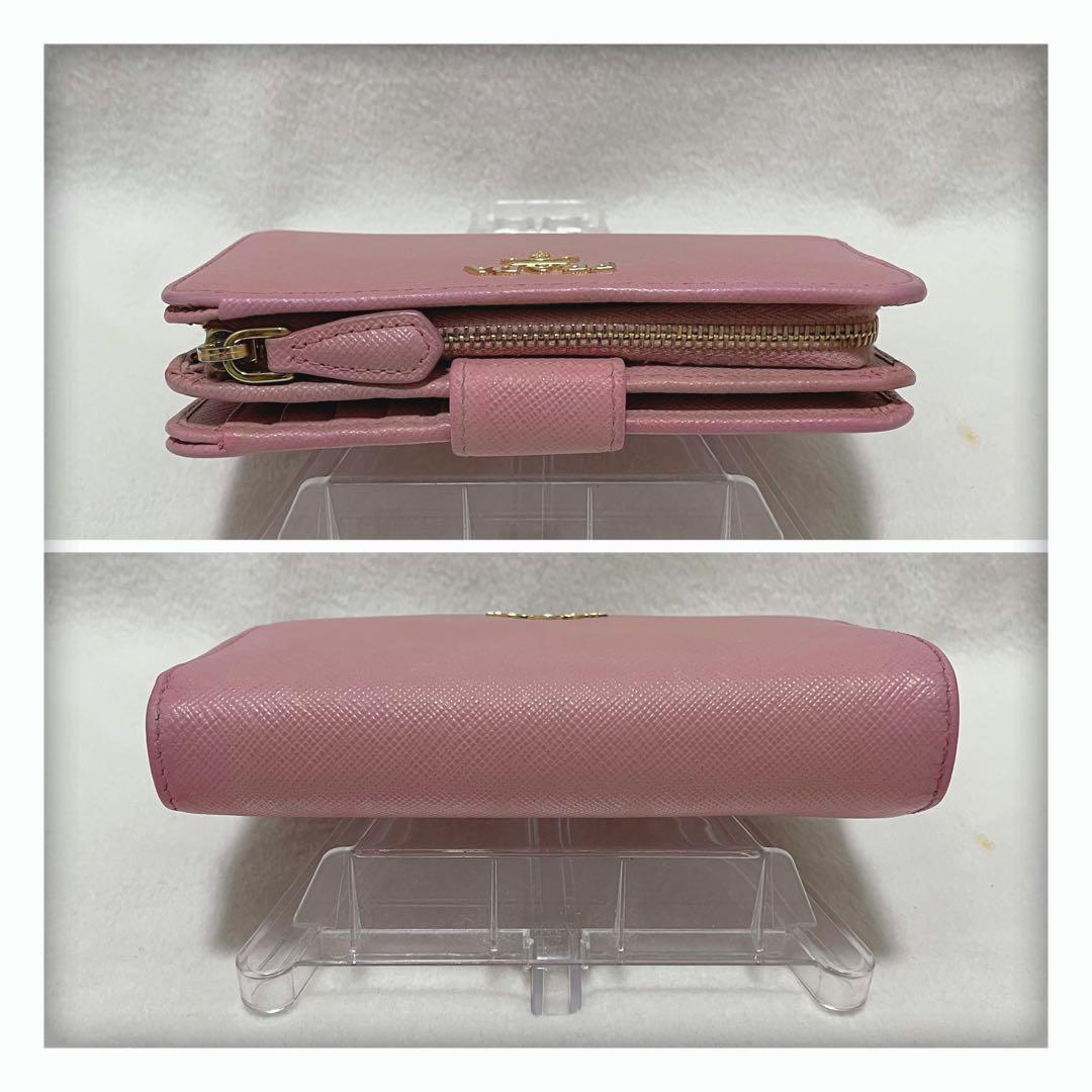 ✨美品✨ PRADA プラダ サフィアーノ 二つ折り財布 ライトピンク