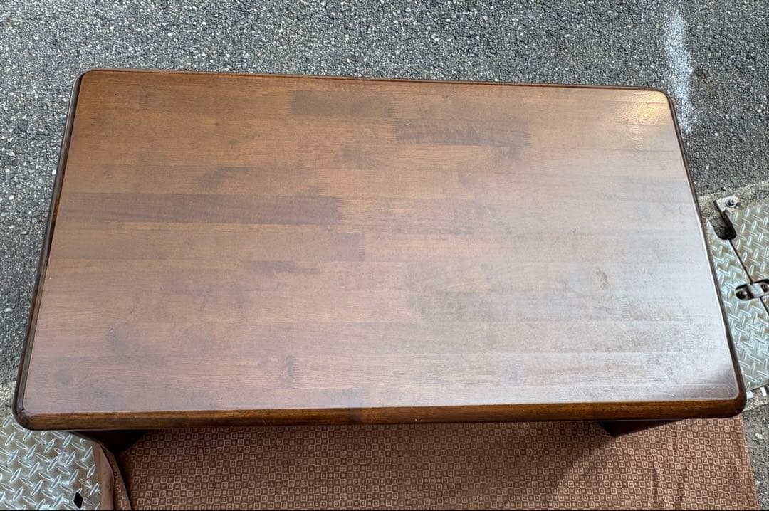 和モダン　重厚天然木製座卓 引き出し付座卓ローテーブル